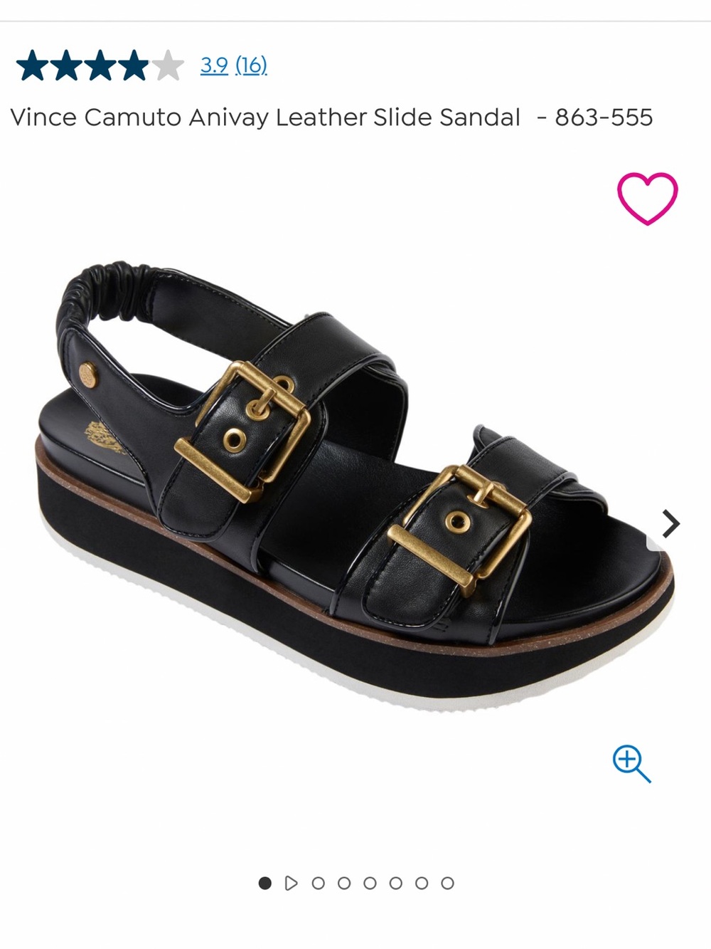 Vince Camuto Black Leather Slide Sandal with Gold Buckles